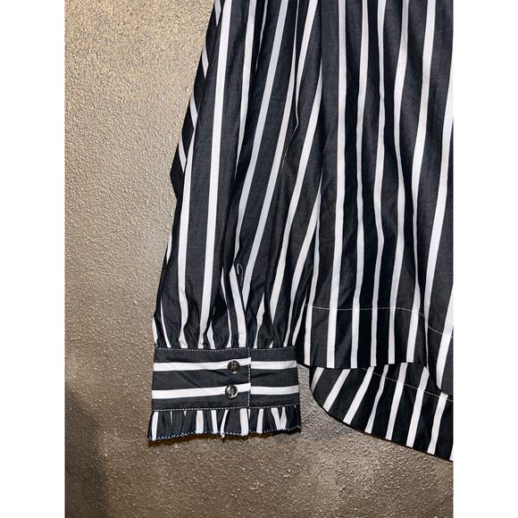 J Crew Preppy Academia Stripe  Off the Shoulder Bow Tie Long Sleeve Top - Picture 8 of 11